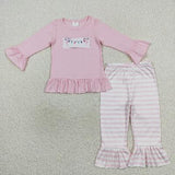 Matching Baby girls boys Christmas Colorful lights stripe romper outfits long sleeves embroidery