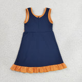GSD4131 girls navy orange sleeveless floral dress yoga
