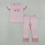 Matching Girls boys Easter bunny blanket pajamas embroidery