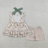 GSSO2980 baby girls Easter bunny carrot checkered shorts outfits