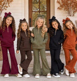 Pre-order girls solid long sleeve zipper outfits sweatshirt material