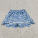 GLK0239 Girls flower bow bllue scalloped Skirt