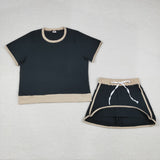 GSD3954 Adult women balck short sleeve skirt outfits