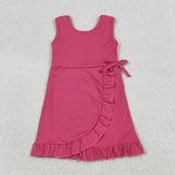 GSD3766 girls rose bow sleeveless floral dress yoga
