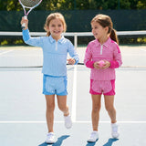 Matching  girls stripe long sleeve zipper shorts clothing yoga