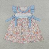 Matching  Baby boys girls flower blue summer romper outfits