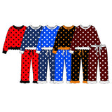9.16 Pre-order girls dots ruffle long sleeve bell pants outfits