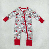 LR3345 baby boys Chriatmas Santa camo long sleeve zipper romper