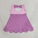 GSD2518 girls purple sleeveless scalloped Dress yoga