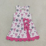 GSD4100 girls soccer bow stripe sleeveless scalloped dress yoga