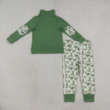 BLP1449 boys duck green long sleeve pant zipper outfits