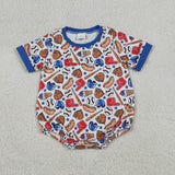 Matching Baby boys baseball short sleeve romper outfits