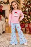GLP3596 baby girls Christmas HO HO HO  bell pant outfits embroidery