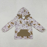 Matching Baby boys girls  zip-up long-sleeved camo top pullover hooded  embroidery