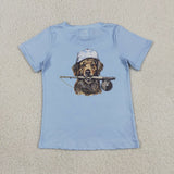 BT1765 baby boys hunting dog blue short sleeve shirt top