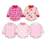 8.12 Pre-order girls valentine long sleeves mock neck bubbles