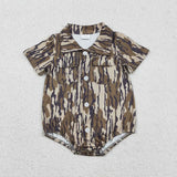 Matching Baby boys camo button long sleeve romper