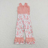 SR0963--Sleeveless pink flower baby girls jumpsuit