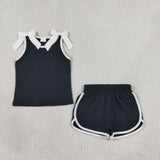 Matching Baby girls team sleeveless bow shorts outfits cotton