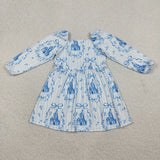 Matching Girls caster blue long sleeve outfits