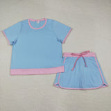 GSD3674  Adult women blue short sleeves Shorts