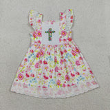 GSD3313 Baby girls Ester flower flying sleeve dress embroidery