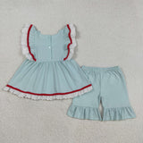 GSSO2926  baby girls July Fourth flage shorts outfits embroidery