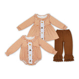 Thanksgiving plaid embroidery  blue kids clothing