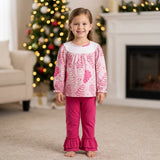 GLP2502 baby girls Christmas long sleeves hot pink pant outfits