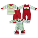 Matching boys girls Christmas kids clothing embroidery