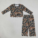 GLP3662 baby girls camo long sleeves pant scalloped outfits