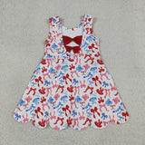 GSD3809 girls July Fourth bow sleeveless scalloped dress yoga