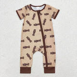 Matching Baby boys Bottle brown short sleeve pajamas clothing