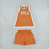 GSSO3852 girls VOLS  orange sleeveless shorts outfits yoga