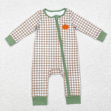Matching Baby girls fall pumpkin green clothing embroidery
