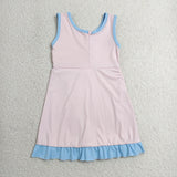 GSD4129 girls pink blue sleeveless floral dress yoga