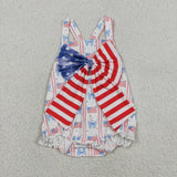 SR3862 baby girls July Fourth bow romper
