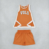GSSO3852 girls VOLS  orange sleeveless shorts outfits yoga