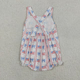 SR3862 baby girls July Fourth bow romper