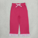 GLP3701 baby girls solid rose ruffle long sleeves pant outfits