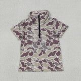 BT1727 Boys camo short sleeve zipper shirt  top