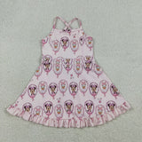 GSD3915 girls pink slip cartoon dress yoga