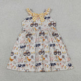 Matching girls farm yellow checkered clothing