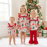 Matching kids Christmas bows long sleeve clothing