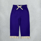GLP3699 baby girls solid long sleeves ruffle pant outfits cotton