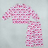 GLP3867 girls Valentine plaid long sleeve pant mock neck outfits