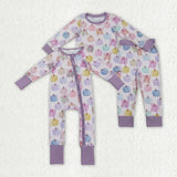 Matching Baby girls fall pumpkin purple long sleeve clothing