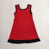 GSD4146 girls red black sleeveless floral dress yoga
