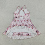GSD3915 girls pink slip cartoon dress yoga