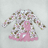 Matching Baby Girls Christmas long sleeve bow dress yoga